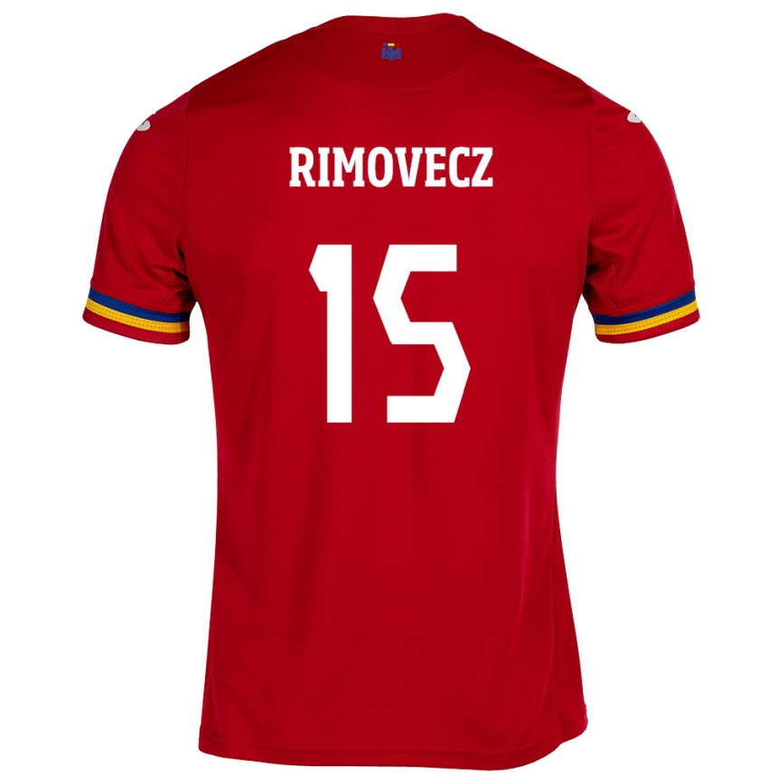 Kids Football Romania Sergiu Rimovecz #15 Red Away Jersey 24-26 T-Shirt Za