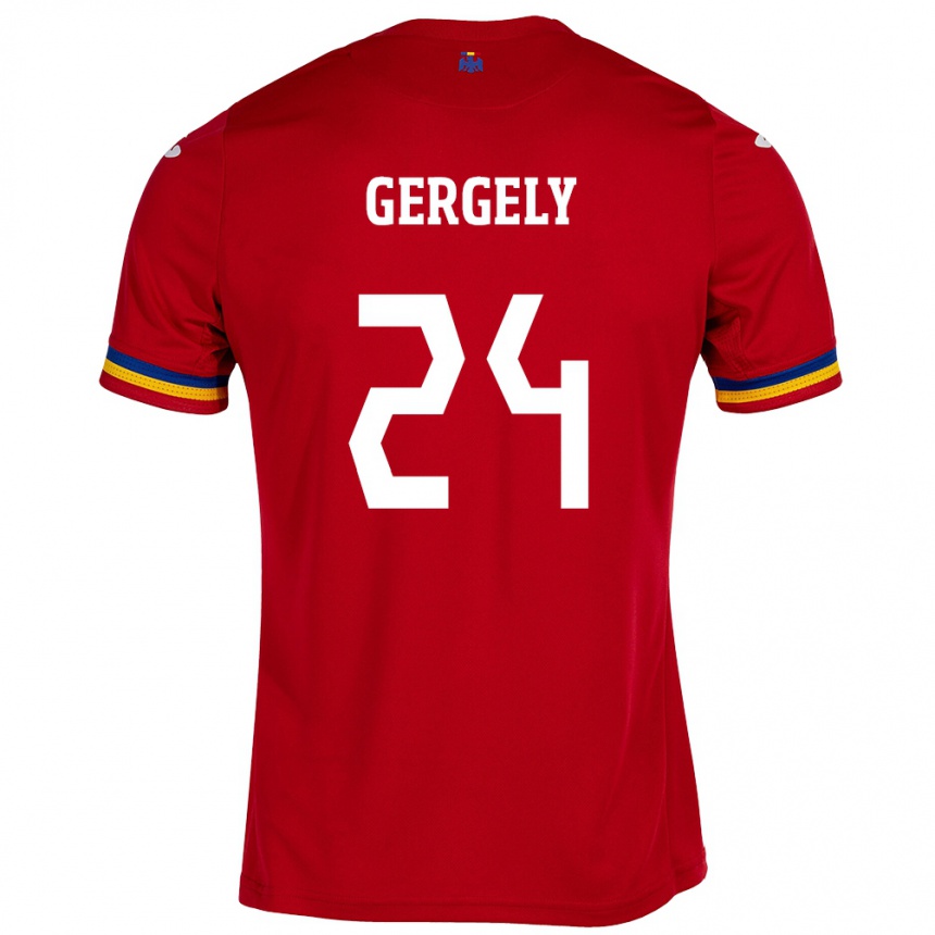 Kids Football Romania Botond Gergely #24 Red Away Jersey 24-26 T-Shirt Za