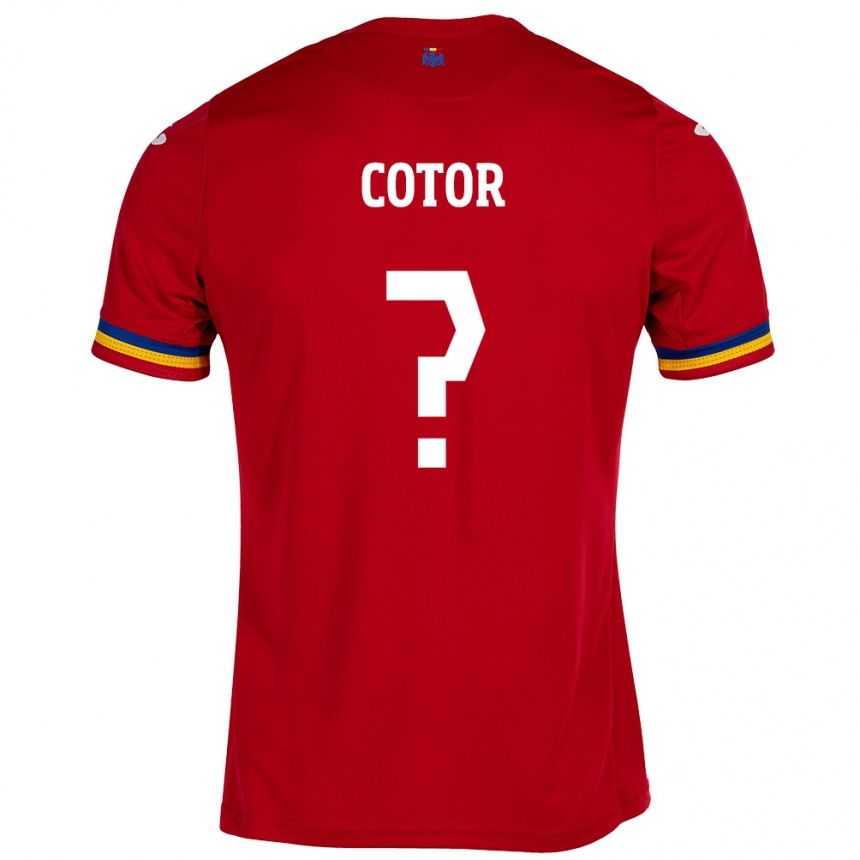 Kids Football Romania Eduard Cotor #0 Red Away Jersey 24-26 T-Shirt Za