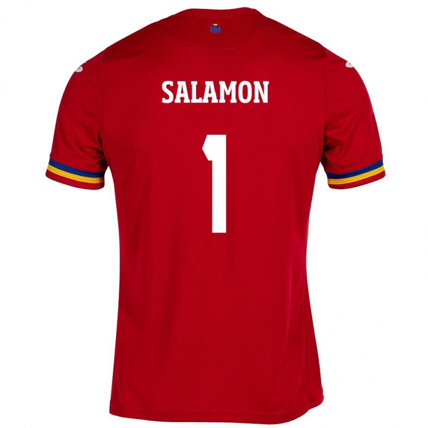 Kids Football Romania Szidonia Salamon #1 Red Away Jersey 24-26 T-Shirt Za