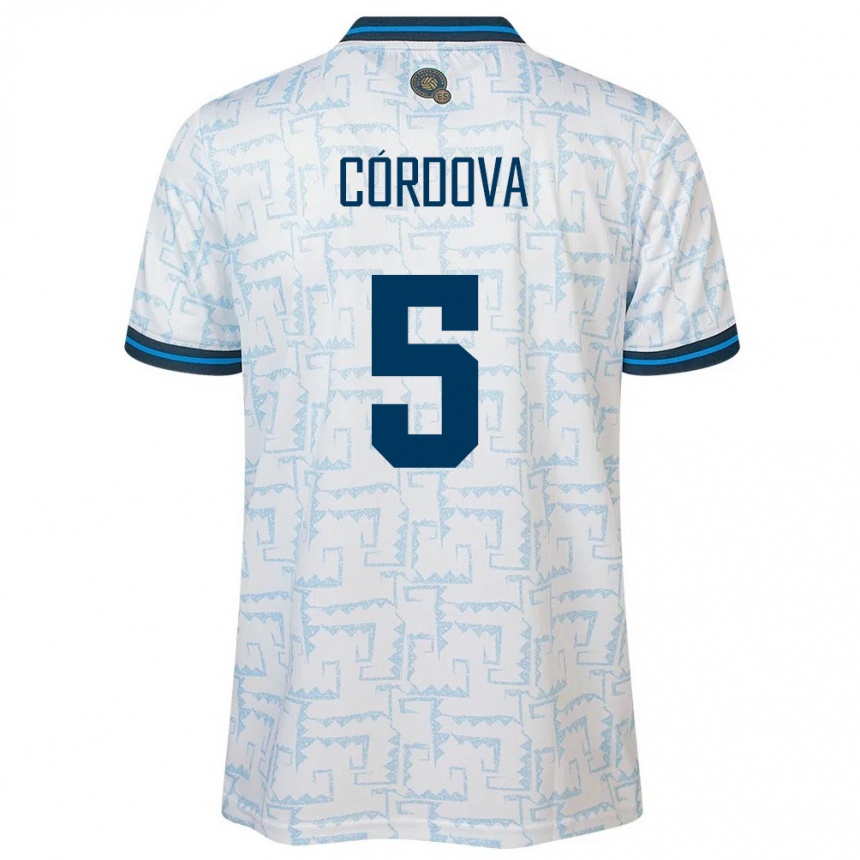 Kids Football El Salvador Edwin Córdova #5 White Away Jersey 24-26 T-Shirt Za