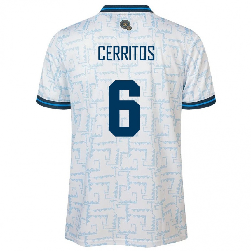 Kids Football El Salvador Mauricio Cerritos #6 White Away Jersey 24-26 T-Shirt Za