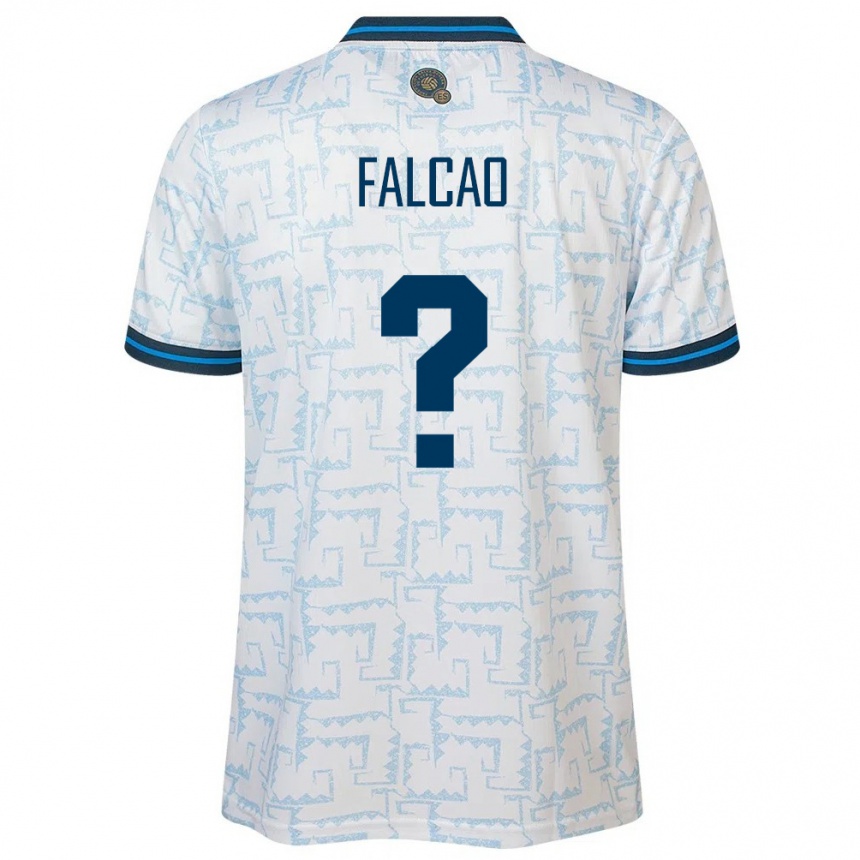 Kids Football El Salvador Kiano Falcao #0 White Away Jersey 24-26 T-Shirt Za