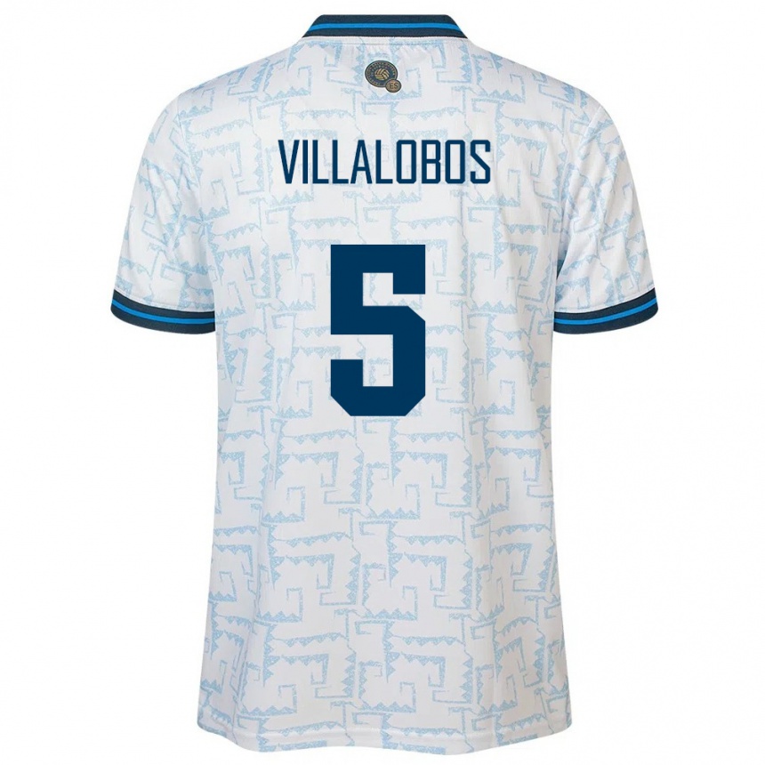 Kids Football El Salvador Kristian Villalobos #5 White Away Jersey 24-26 T-Shirt Za