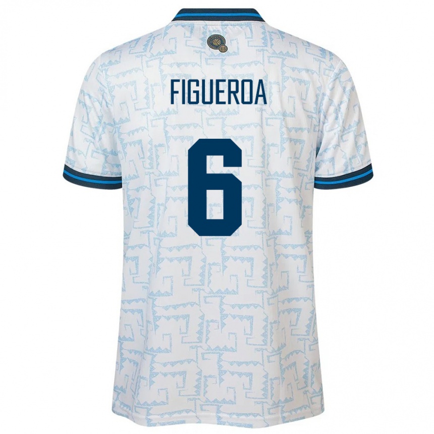 Kids Football El Salvador Elder Figueroa #6 White Away Jersey 24-26 T-Shirt Za