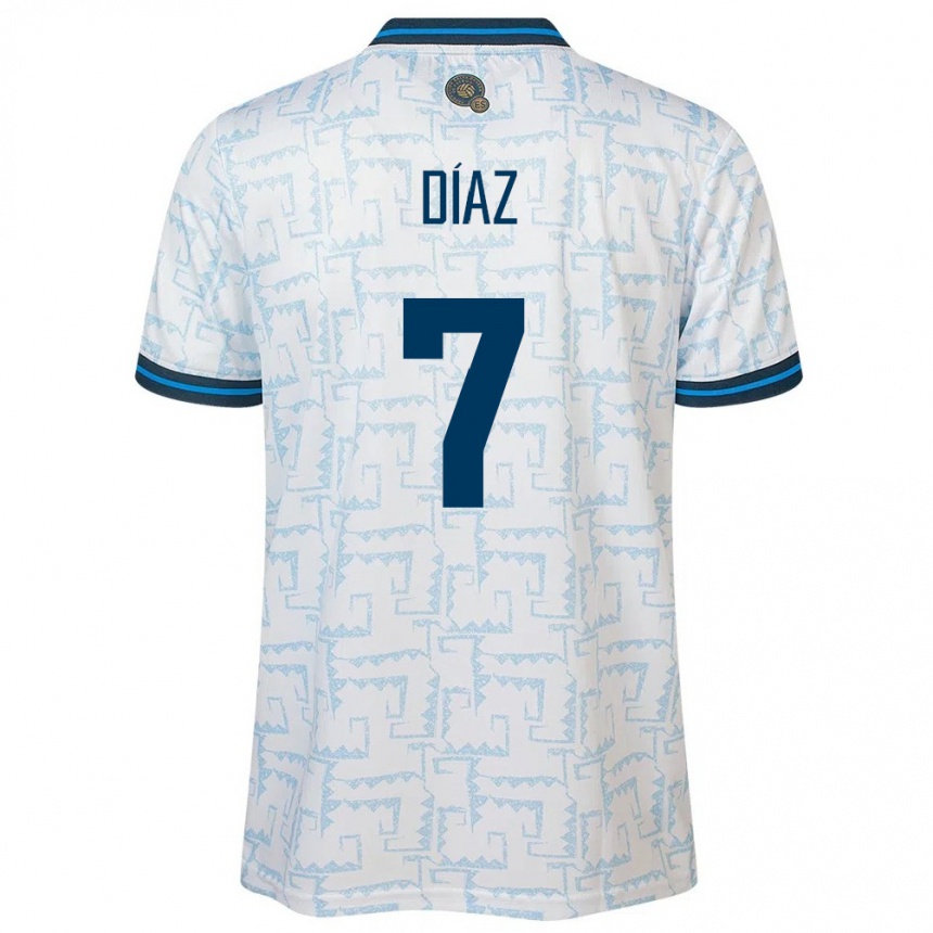 Kids Football El Salvador Nelson Díaz #7 White Away Jersey 24-26 T-Shirt Za