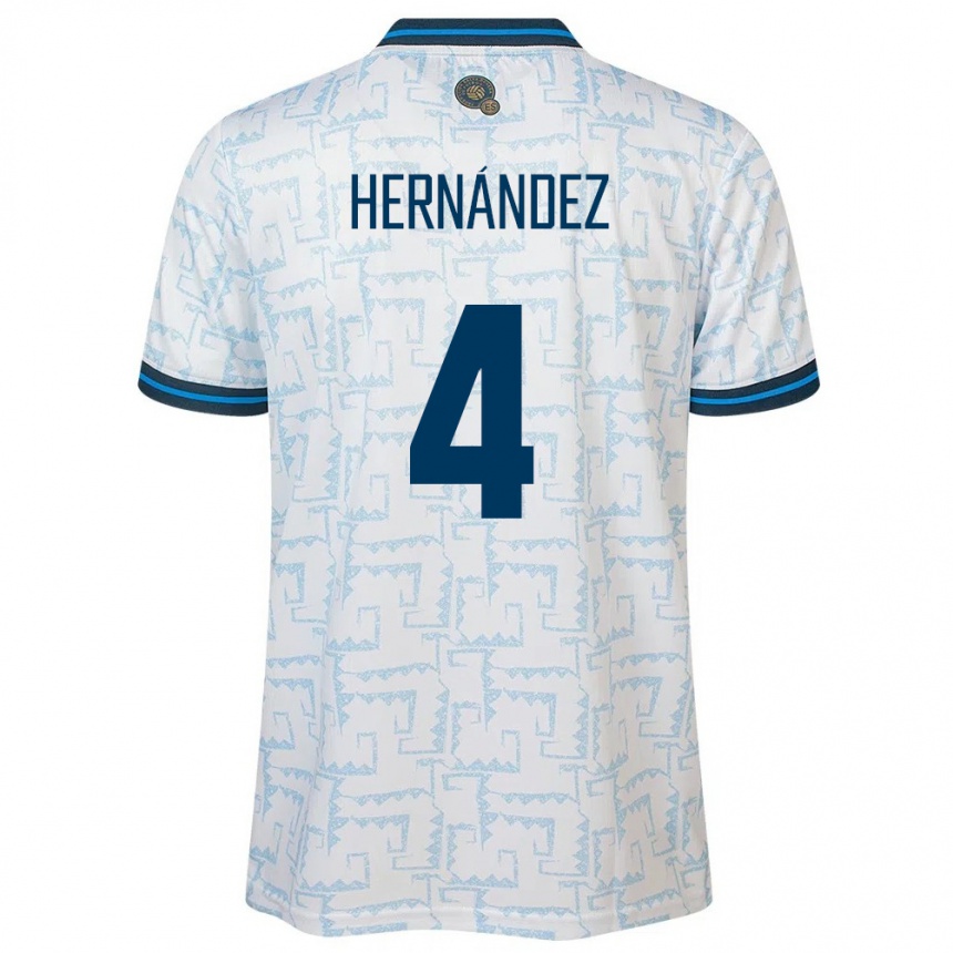 Kids Football El Salvador Elaily Hernández #4 White Away Jersey 24-26 T-Shirt Za