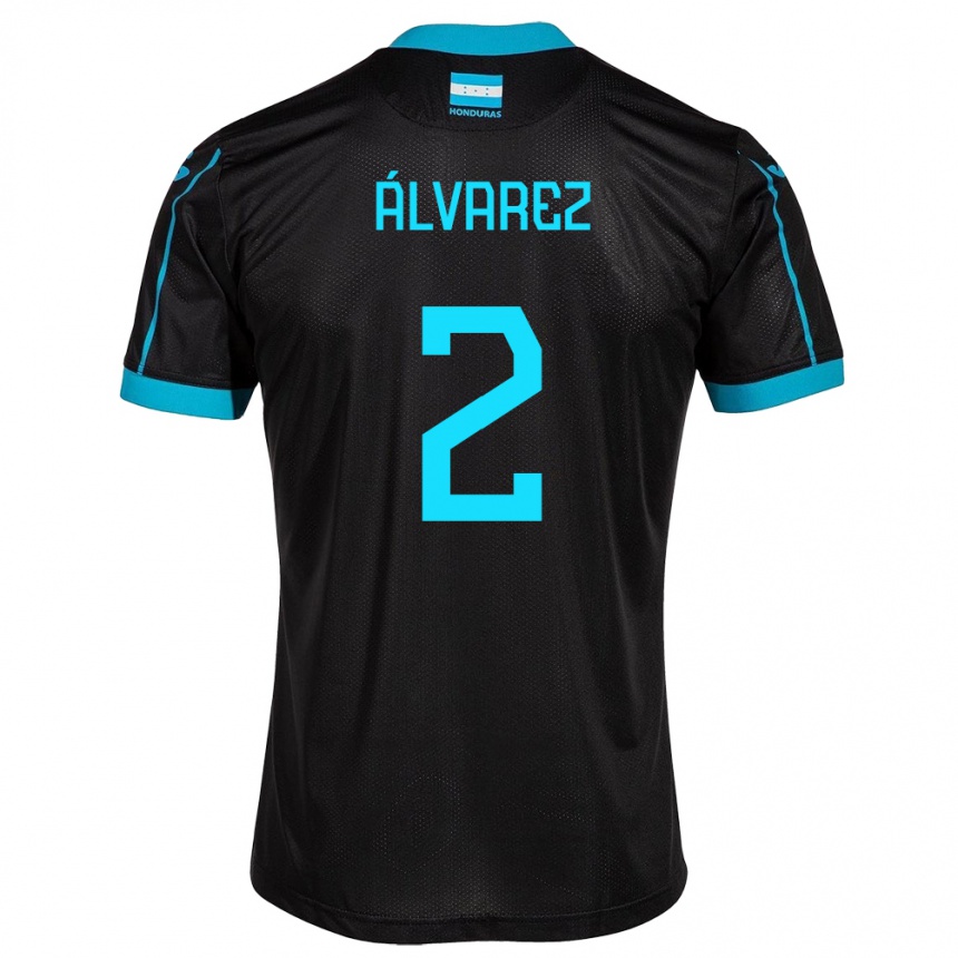 Kids Football Honduras Kevin Álvarez #2 Black Away Jersey 24-26 T-Shirt Za