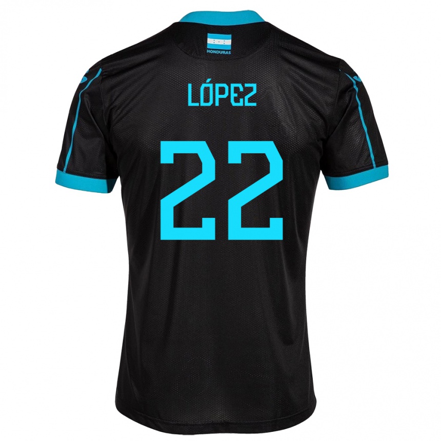 Kids Football Honduras Luis López #22 Black Away Jersey 24-26 T-Shirt Za