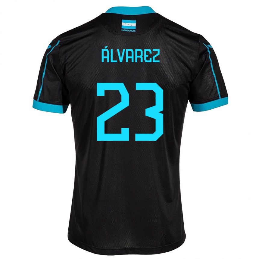 Kids Football Honduras Jorge Álvarez #23 Black Away Jersey 24-26 T-Shirt Za