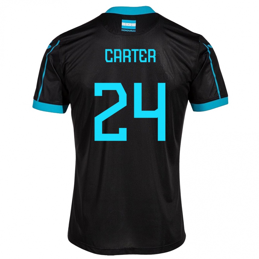 Kids Football Honduras Daniel Carter #24 Black Away Jersey 24-26 T-Shirt Za