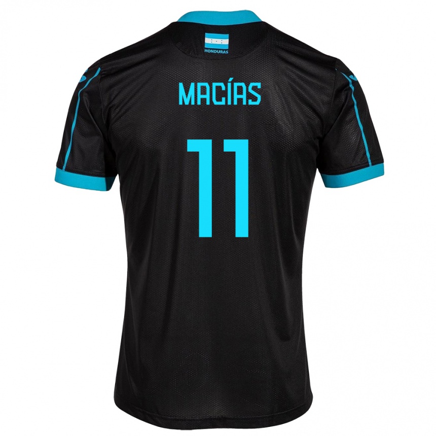 Kids Football Honduras Jefryn Macías #11 Black Away Jersey 24-26 T-Shirt Za