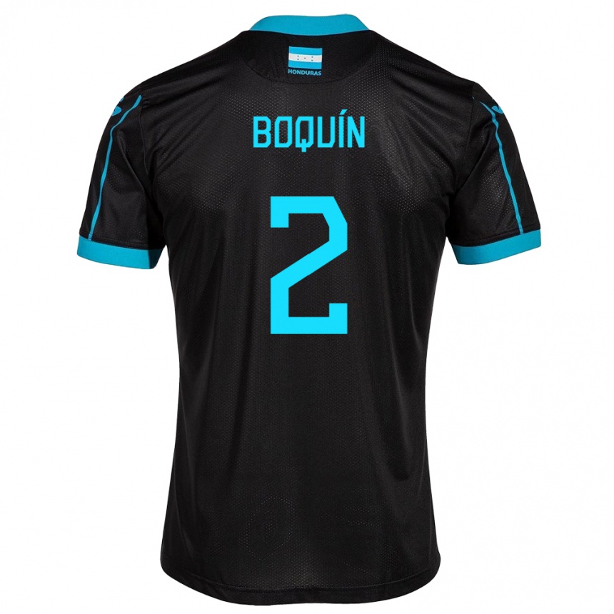 Kids Football Honduras Stiven Boquín #2 Black Away Jersey 24-26 T-Shirt Za