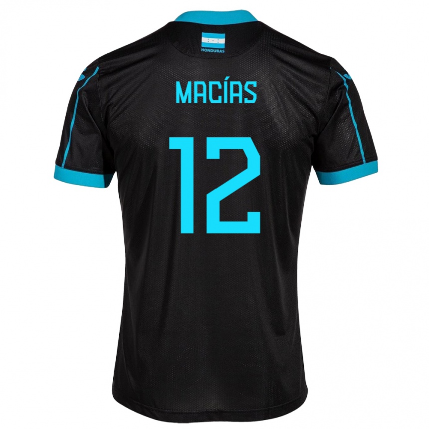 Kids Football Honduras Owen Macías #12 Black Away Jersey 24-26 T-Shirt Za