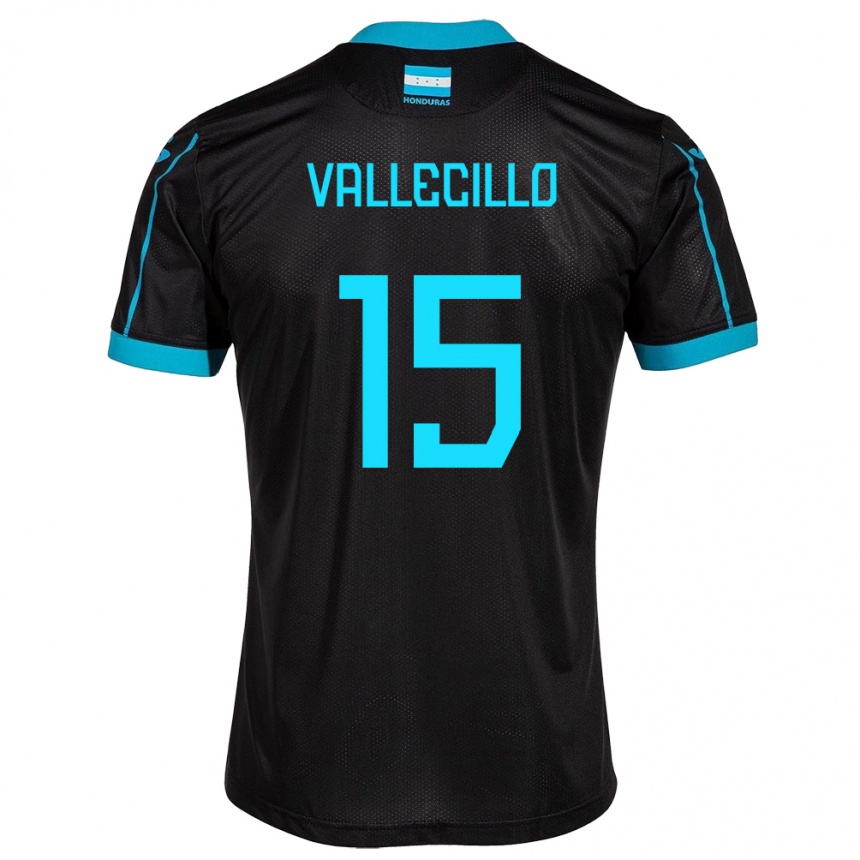 Kids Football Honduras Eric Vallecillo #15 Black Away Jersey 24-26 T-Shirt Za