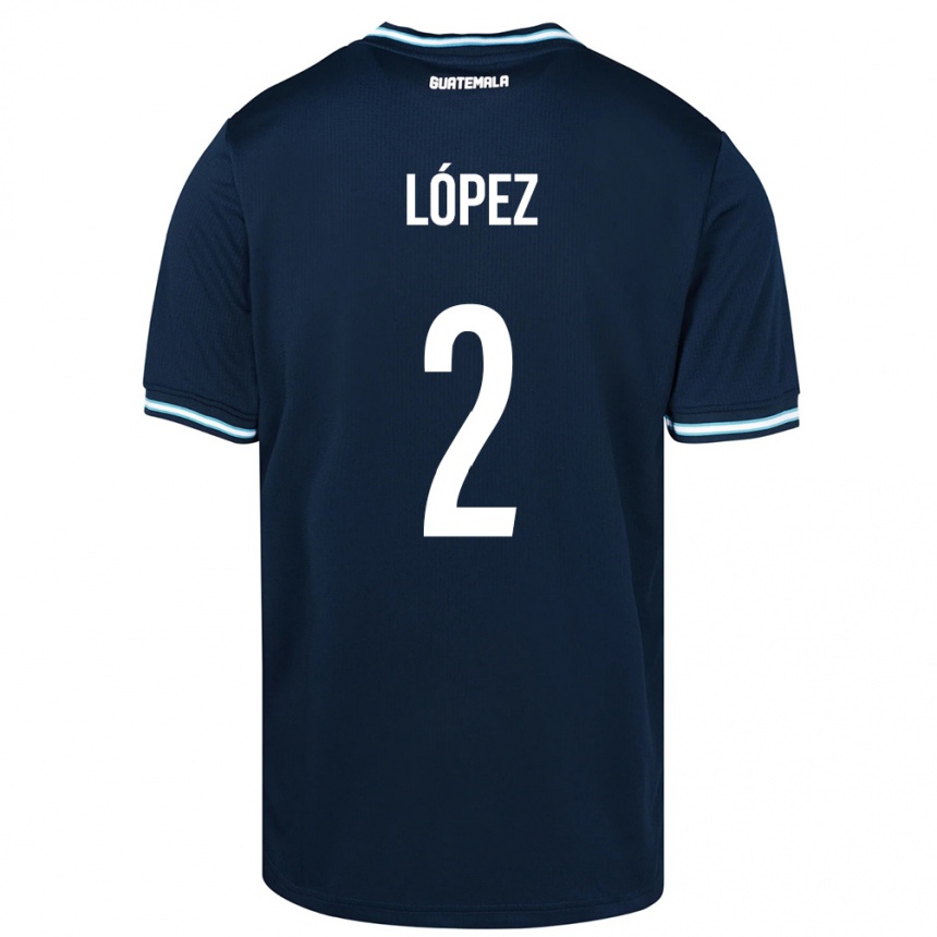 Kids Football Guatemala Francisco López #2 Blue Away Jersey 24-26 T-Shirt Za