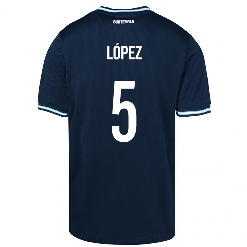 Kids Football Guatemala Jeffery López #5 Blue Away Jersey 24-26 T-Shirt Za