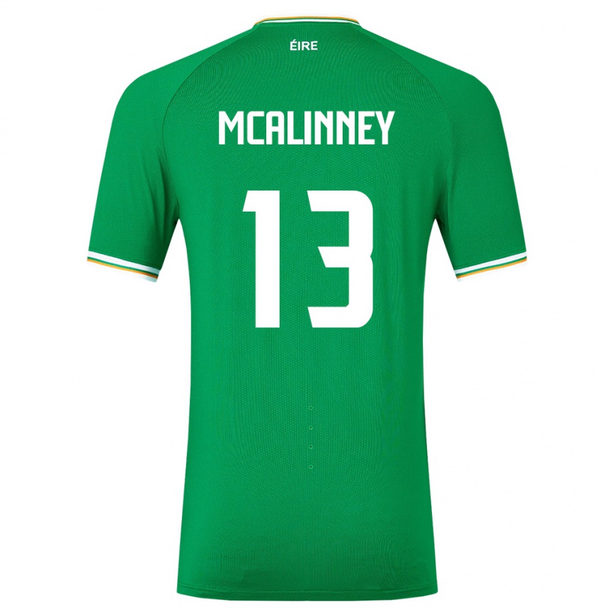 Men Football Ireland Liam Mcalinney #13 Green Home Jersey 24-26 T-Shirt Za