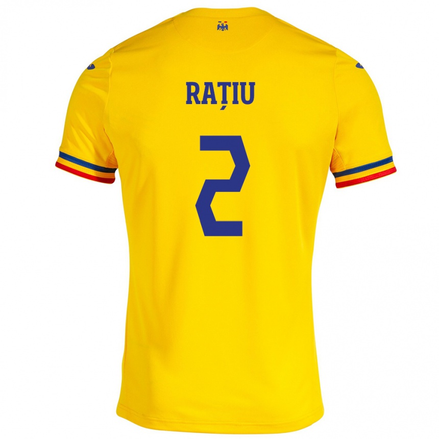 Men Football Romania Andrei Rațiu #2 Yellow Home Jersey 24-26 T-Shirt Za