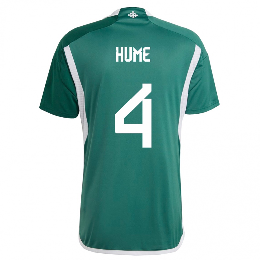 Men Football Northern Ireland Trai Hume #4 Green Home Jersey 24-26 T-Shirt Za