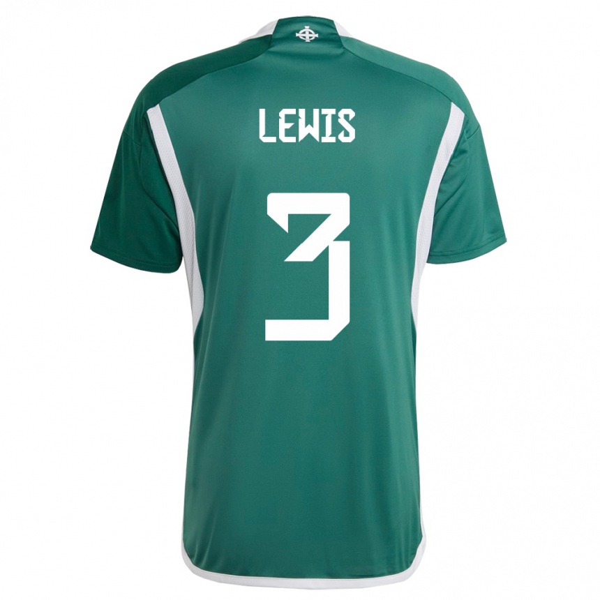 Men Football Northern Ireland Jamal Lewis #3 Green Home Jersey 24-26 T-Shirt Za