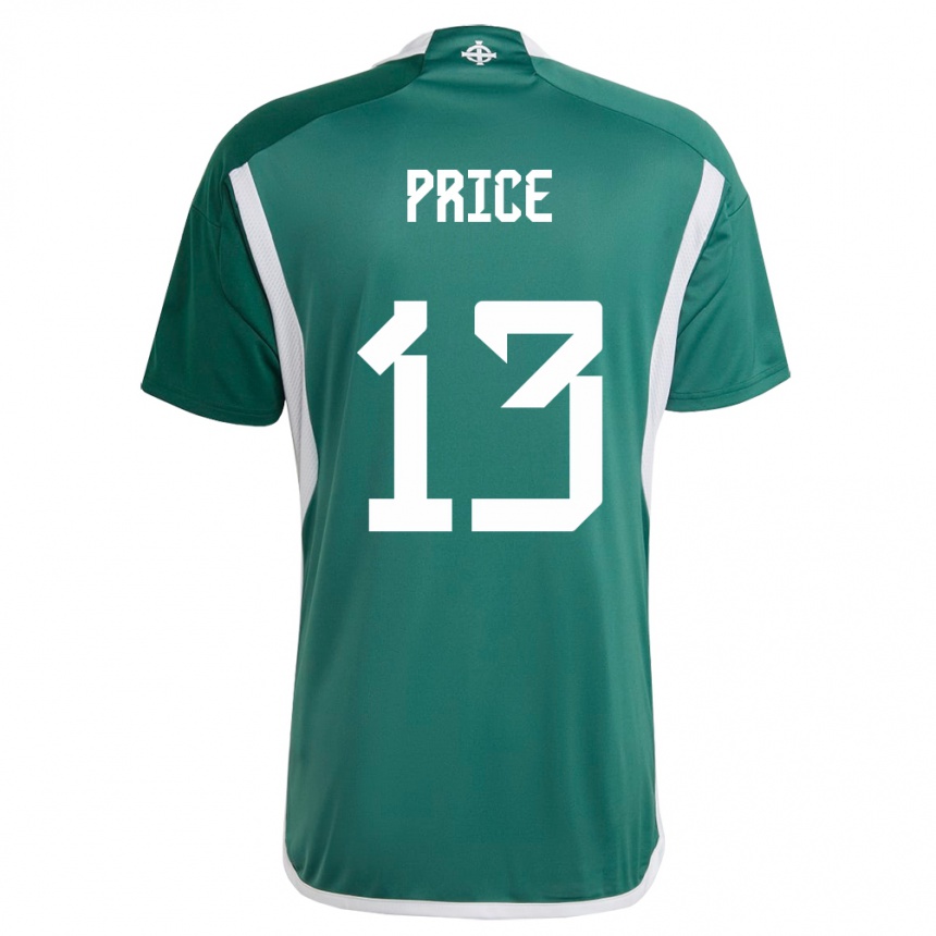 Men Football Northern Ireland Isaac Price #13 Green Home Jersey 24-26 T-Shirt Za