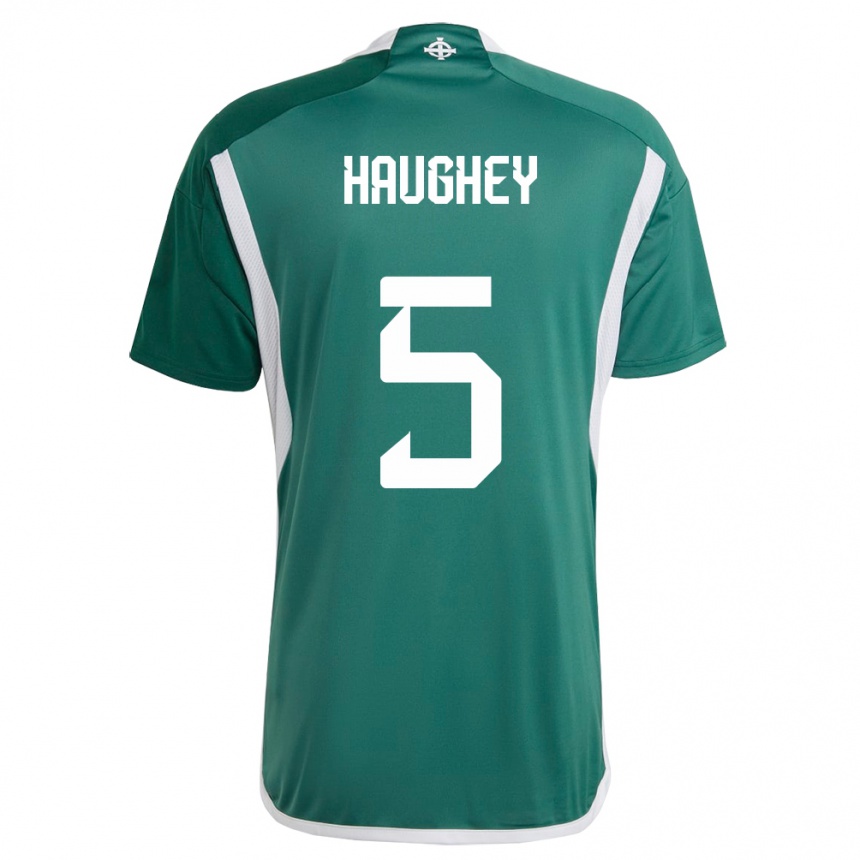 Men Football Northern Ireland Conor Haughey #5 Green Home Jersey 24-26 T-Shirt Za