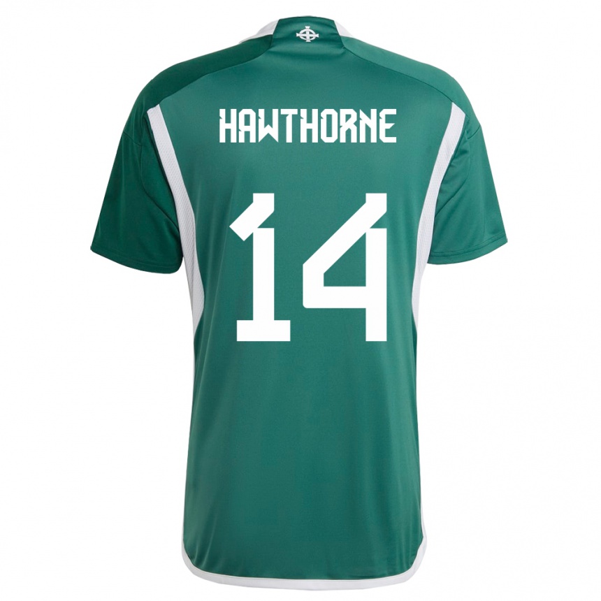 Men Football Northern Ireland Keevan Hawthorne #14 Green Home Jersey 24-26 T-Shirt Za