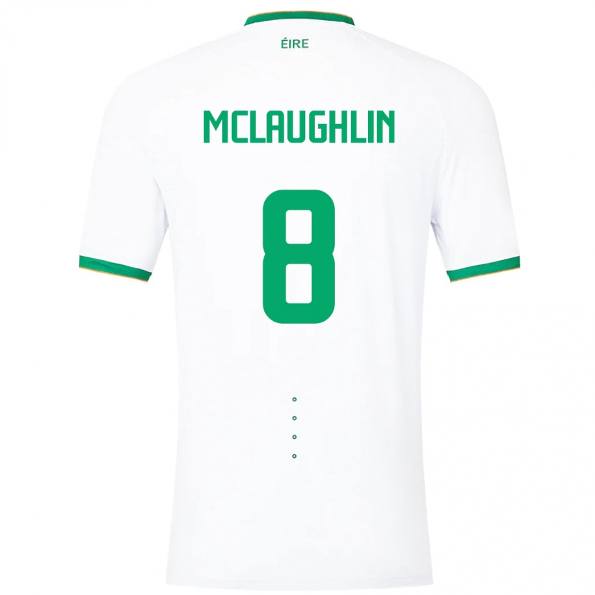 Men Football Ireland Roma Mclaughlin #8 White Away Jersey 24-26 T-Shirt Za