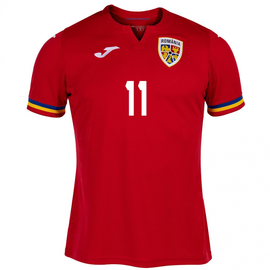 Men Football Romania Doru Andrei #11 Red Away Jersey 24-26 T-Shirt Za