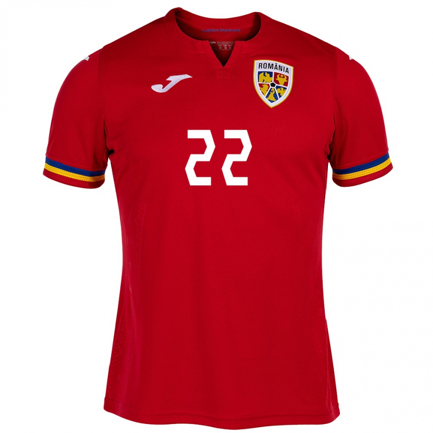 Men Football Romania Mirela Pop-Ganea #22 Red Away Jersey 24-26 T-Shirt Za