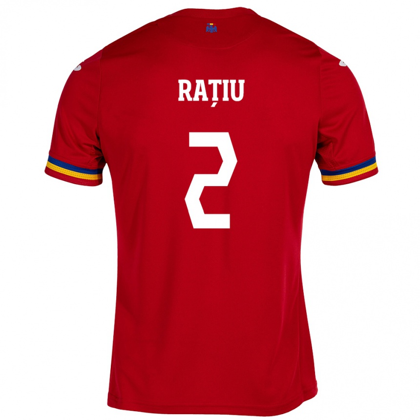 Men Football Romania Andrei Rațiu #2 Red Away Jersey 24-26 T-Shirt Za