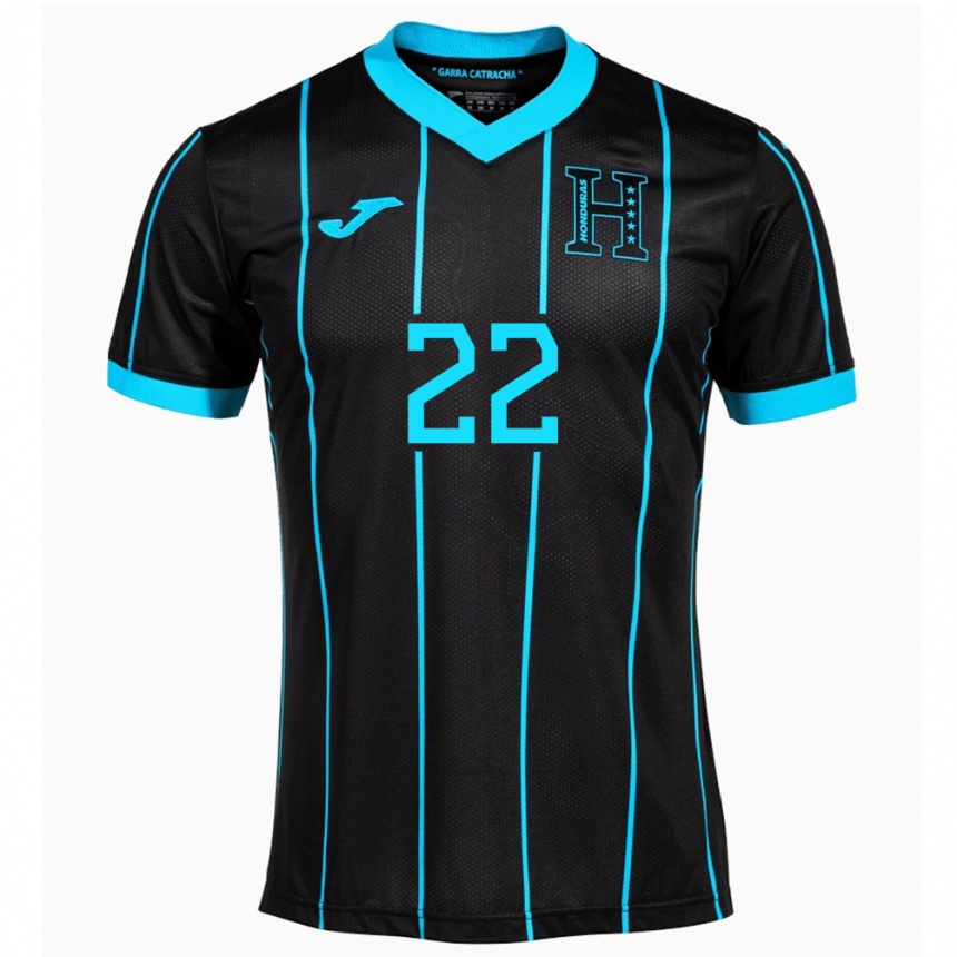 Men Football Honduras Luis López #22 Black Away Jersey 24-26 T-Shirt Za