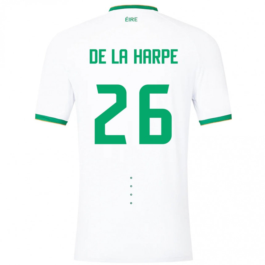 Women Football Ireland Deborah-Anne De La Harpe #26 White Away Jersey 24-26 T-Shirt Za