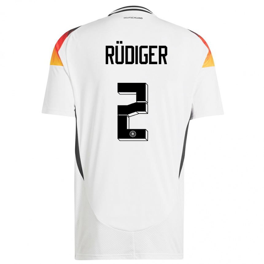 Kids Football Germany Antonio Rudiger #2 White Home Jersey 24-26 T-Shirt Za