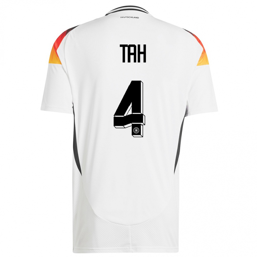 Kids Football Germany Jonathan Tah #4 White Home Jersey 24-26 T-Shirt Za