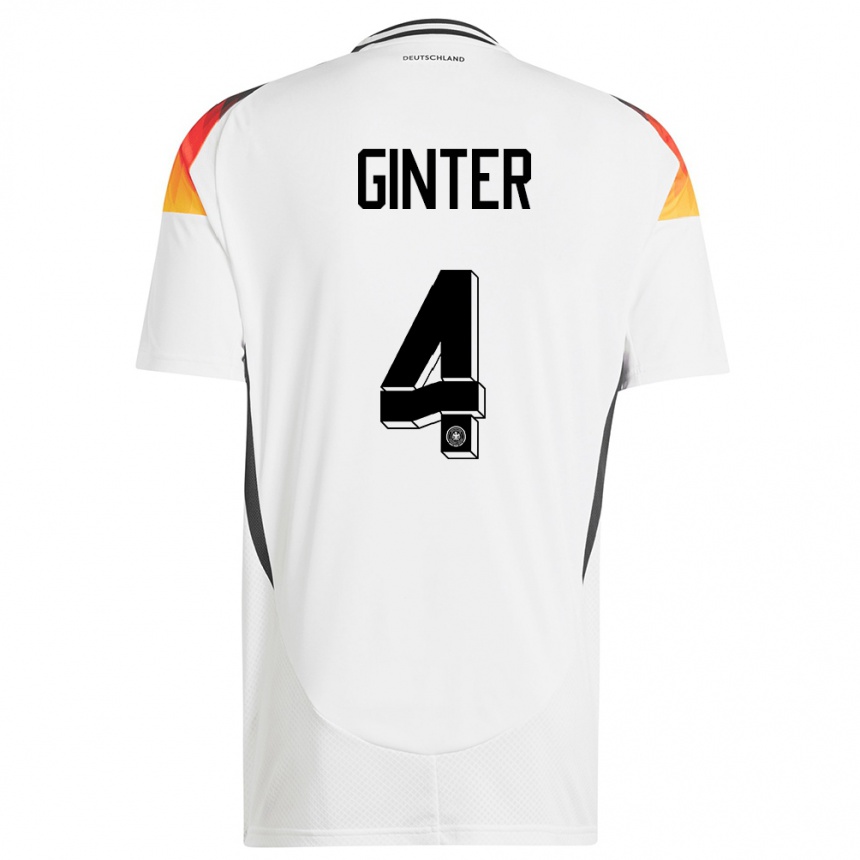 Kids Football Germany Matthias Ginter #4 White Home Jersey 24-26 T-Shirt Za