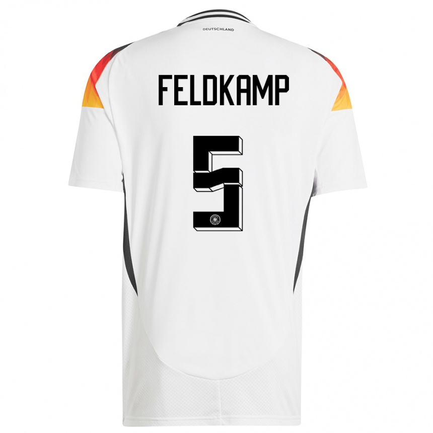 Kids Football Germany Jana Feldkamp #5 White Home Jersey 24-26 T-Shirt Za