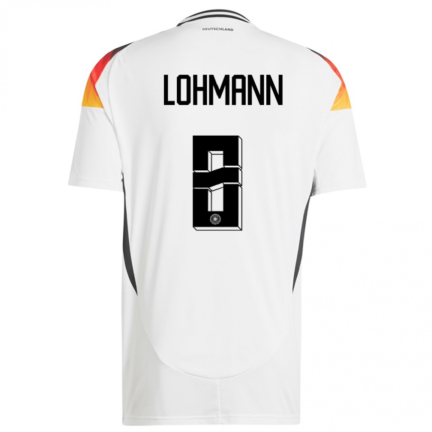 Kids Football Germany Sydney Lohmann #8 White Home Jersey 24-26 T-Shirt Za