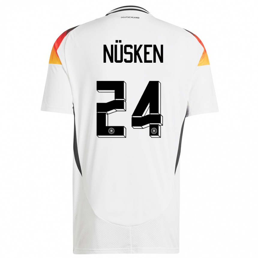 Kids Football Germany Sjoeke Nusken #24 White Home Jersey 24-26 T-Shirt Za