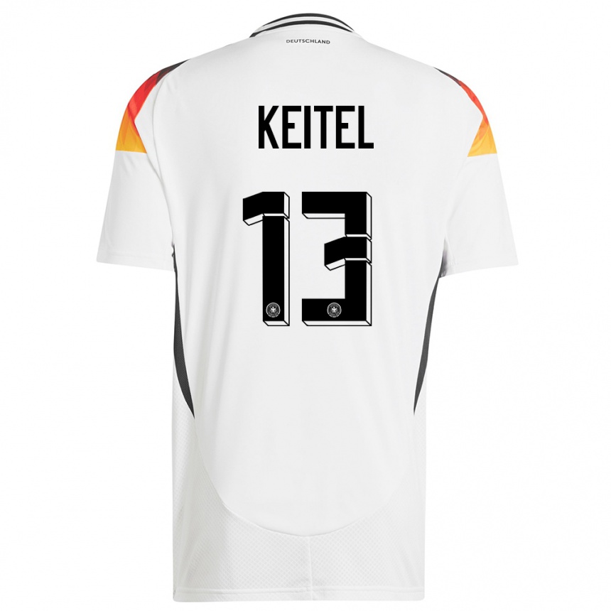 Kids Football Germany Yannik Keitel #13 White Home Jersey 24-26 T-Shirt Za