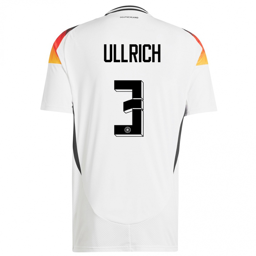 Kids Football Germany Lukas Ullrich #3 White Home Jersey 24-26 T-Shirt Za