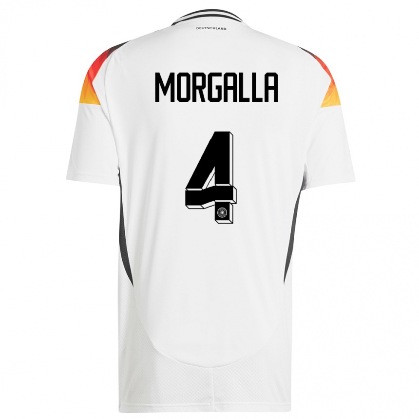 Kids Football Germany Leandro Morgalla #4 White Home Jersey 24-26 T-Shirt Za