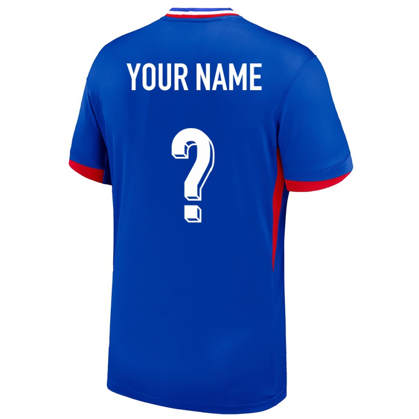 Kids Football France Your Name #0 Blue Home Jersey 24-26 T-Shirt Za