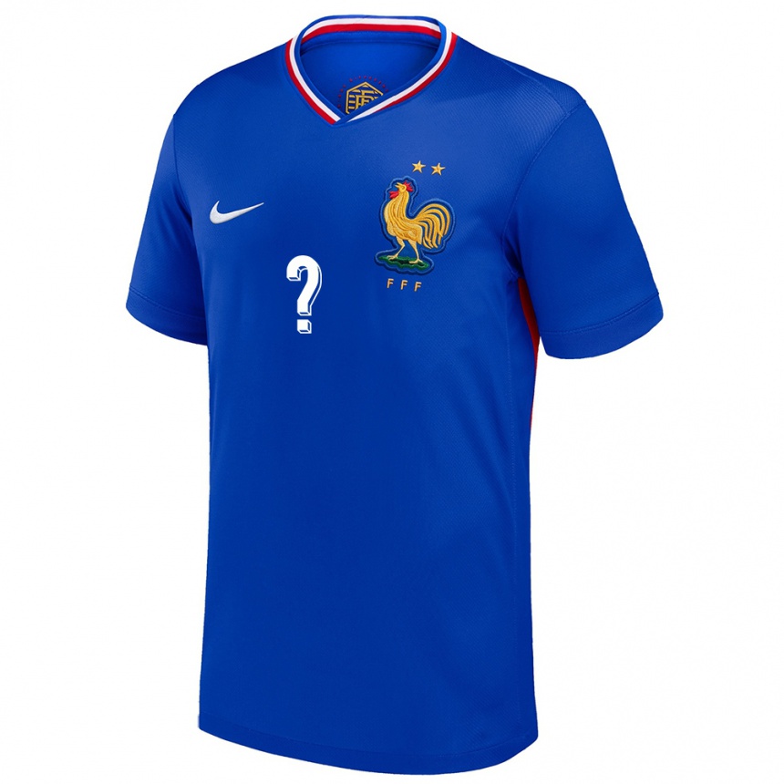 Kids Football France Your Name #0 Blue Home Jersey 24-26 T-Shirt Za