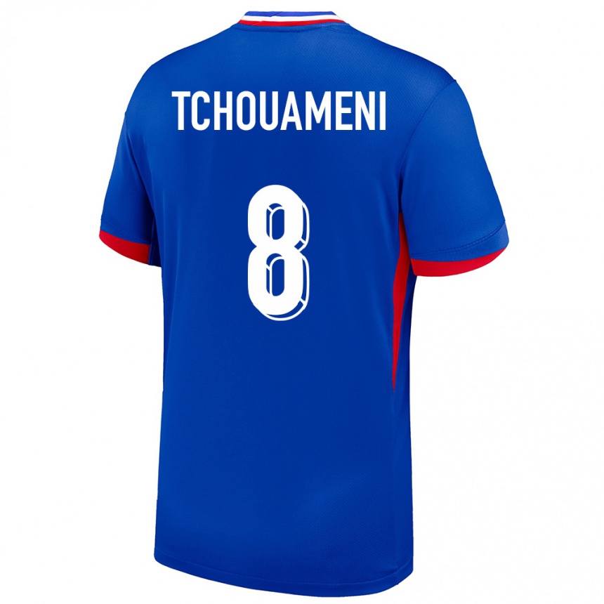 Kids Football France Aurelien Tchouameni #8 Blue Home Jersey 24-26 T-Shirt Za