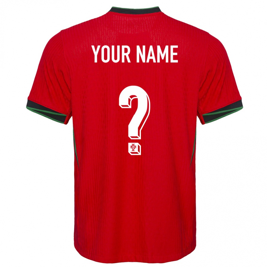 Kids Football Portugal Your Name #0 Red Home Jersey 24-26 T-Shirt Za