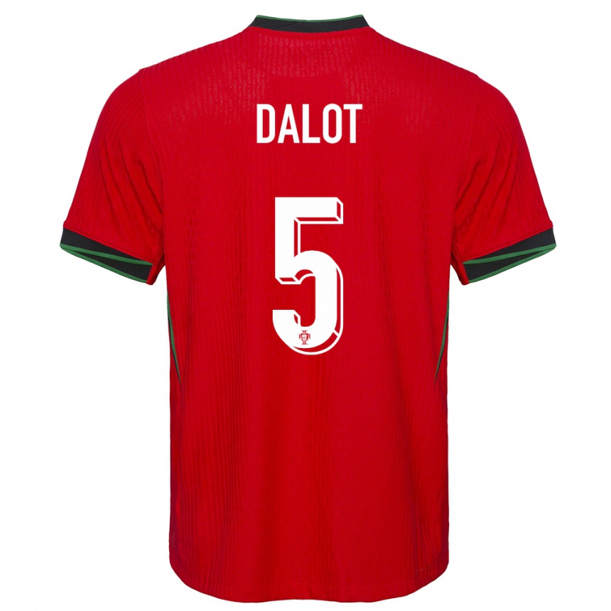 Kids Football Portugal Diogo Dalot #5 Red Home Jersey 24-26 T-Shirt Za