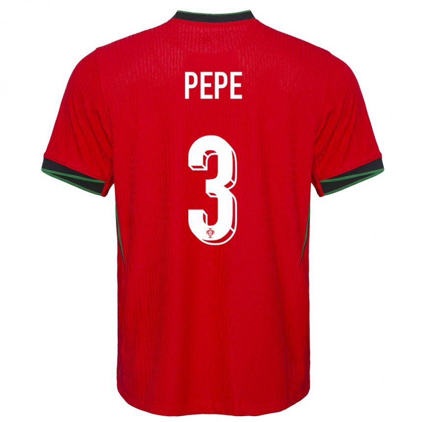 Kids Football Portugal Pepe #3 Red Home Jersey 24-26 T-Shirt Za