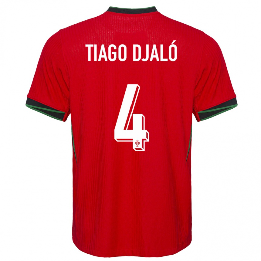 Kids Football Portugal Tiago Djalo #4 Red Home Jersey 24-26 T-Shirt Za